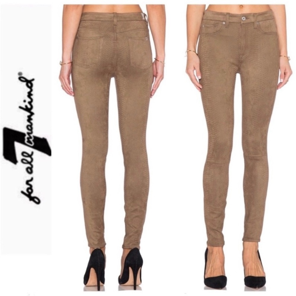 7 for all mankind Flawless Icon faux suede Skinny Ankle jeans brown NWT 26